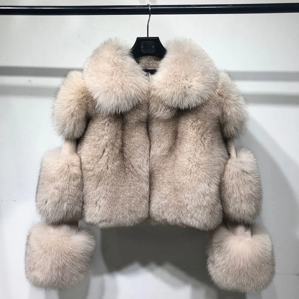 Cropped Collar Coat with Leather Sleeves - Image 11