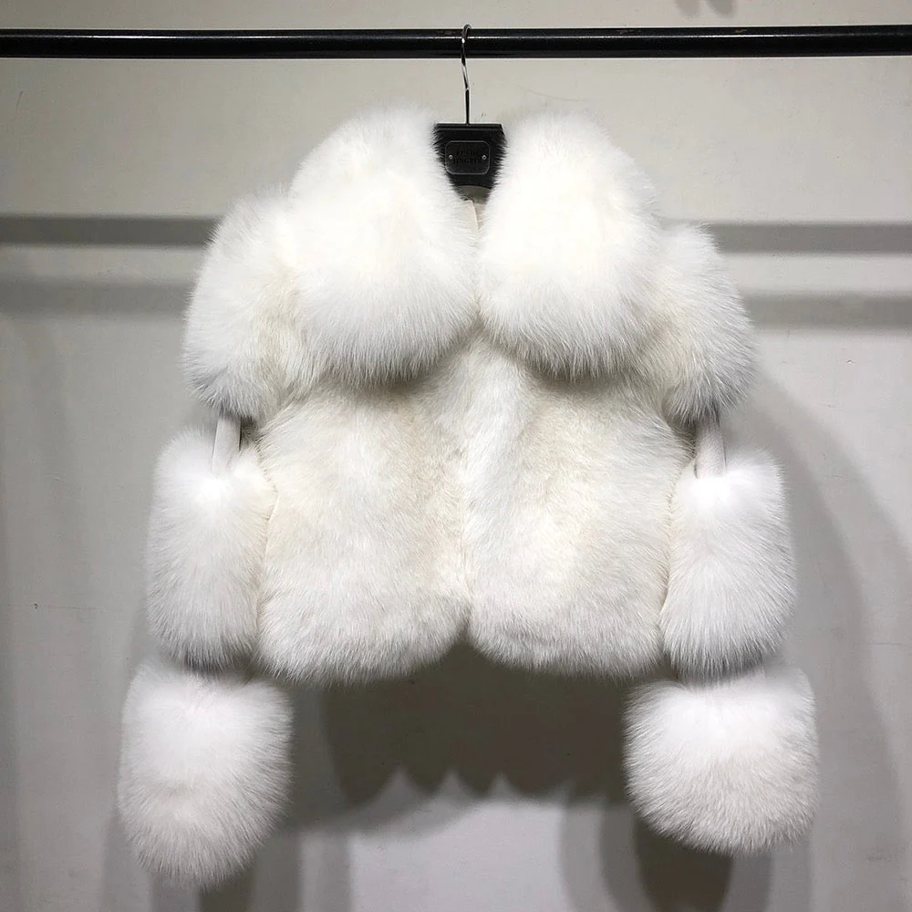 Cropped Collar Coat with Leather Sleeves - Image 9