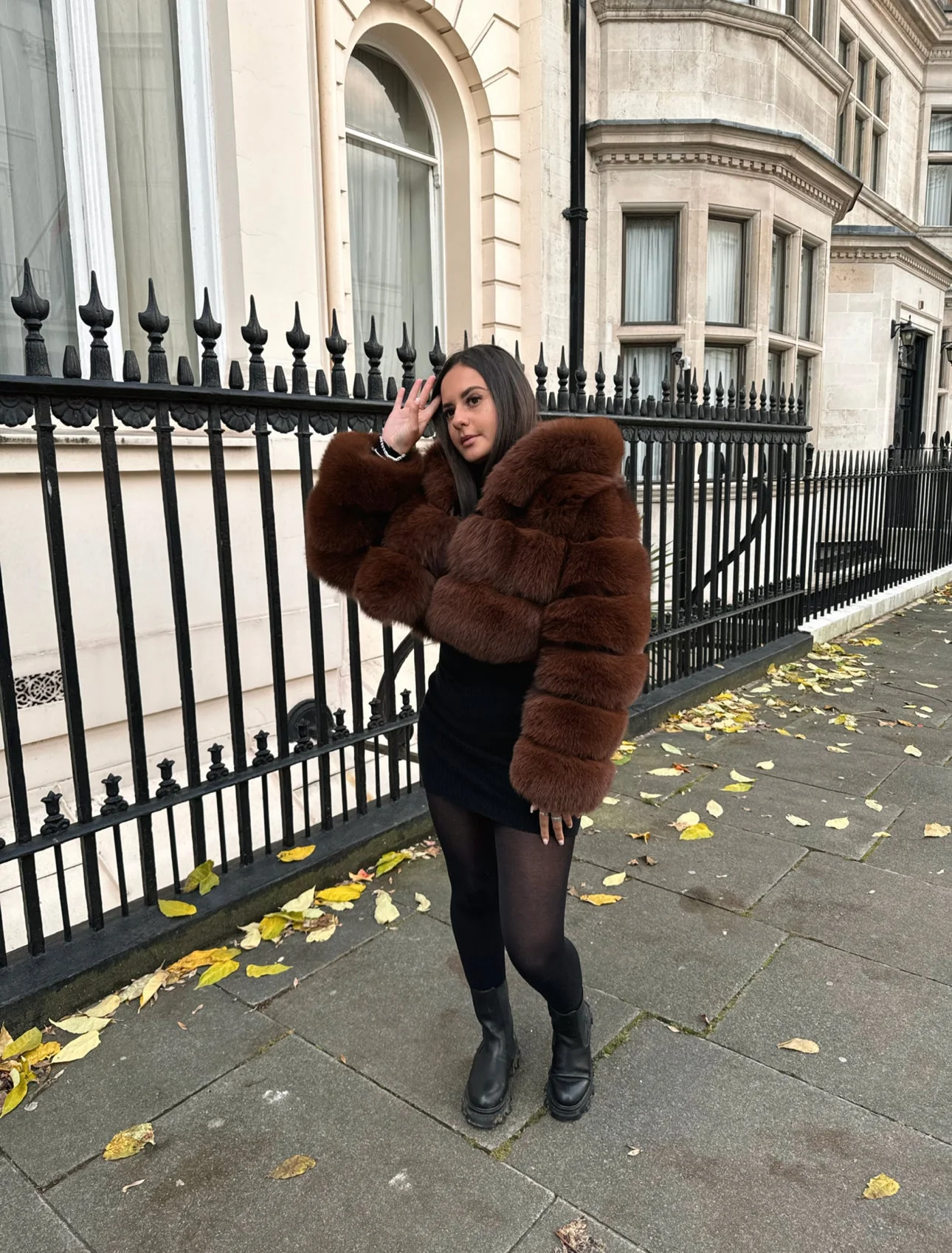Cropped Mini Hooded Coat - Image 5