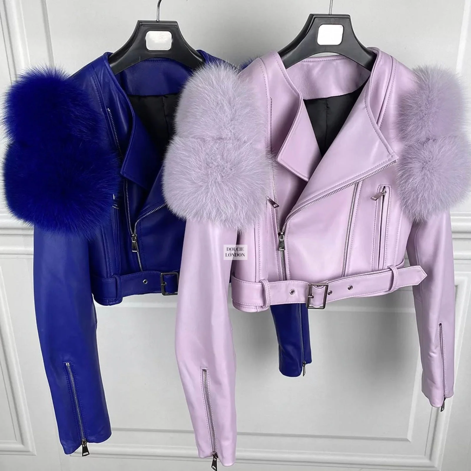 Leather Jacket with Fur Sleeves Detailing - Image 7